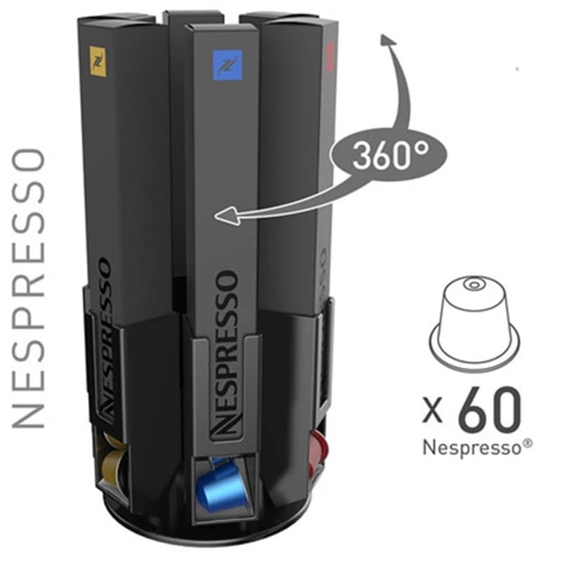 Rack de armazenamento de cápsulas de café giratório adequado para cápsulas NESPRESSO genuínas Rack de café com exibição