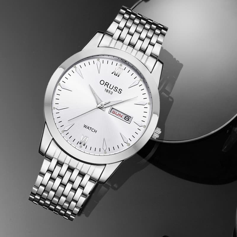 Estilo de venda quente calendário duplo banda de aço masculino novo estilo Retro relógio masculino de venda quente