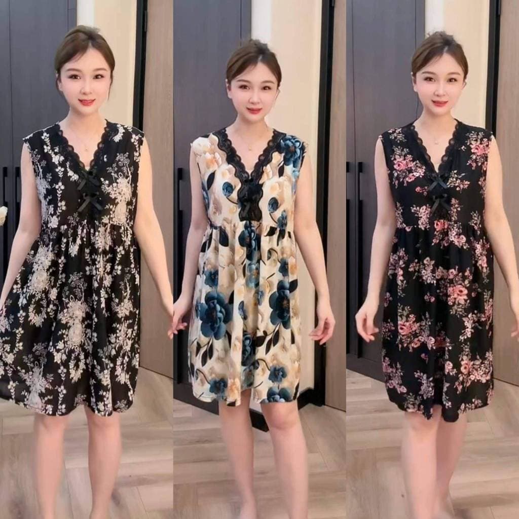 2025 novo estilo pijamas verão estilo fino seda gelo legal solto moda simples vestido de manga cortada pode sair camisol