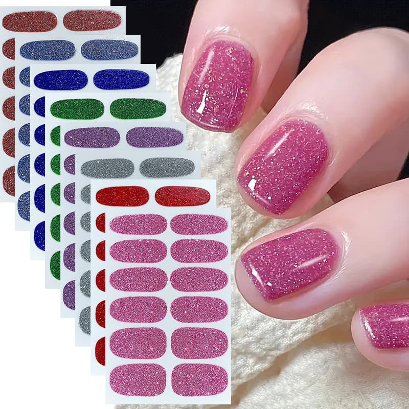 Estoque pronto Zhengxiang cor sólida cebola em pó adesivos de unhas manicure adesivos completos bonito menina à prova dw