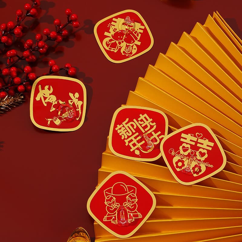 Gancho festivo sem perfuração, adesivo forte de suporte de carga, gancho pegajoso vermelho fu, gancho festivo, Extra gra