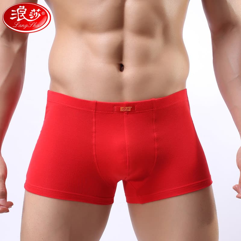 2 pares Langsha roupa íntima vermelha Benming Year cuecas boxer masculinas de fibra de bambu Modal cuecas boxer de cintu
