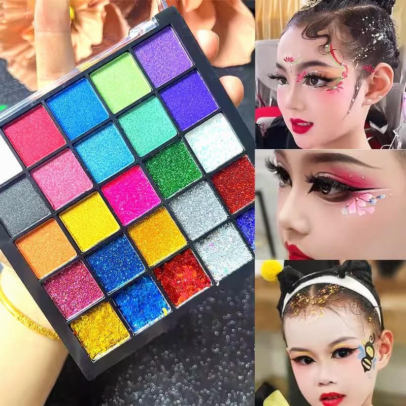 Paleta de sombras genuína para performance em palco, cor europeia e americana, cor roxa, amarelo, azul, verde, vermelho,