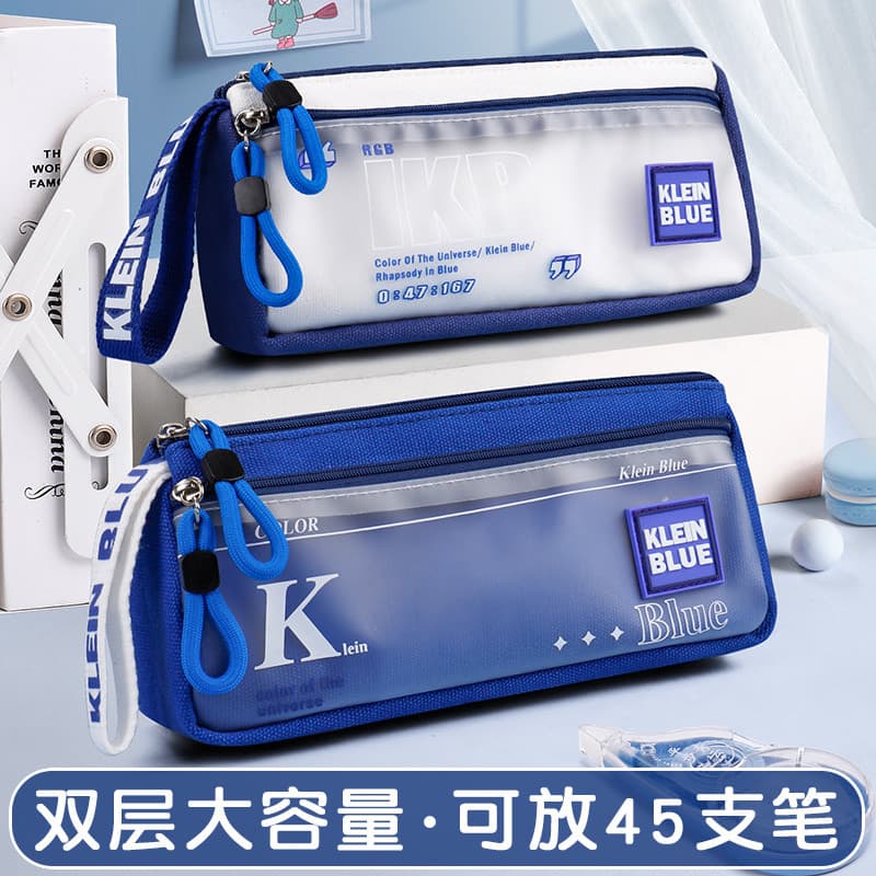 Estojo simples de estilo japonês para meninos, lona, caixa de papelaria de grande capacidade, estilo menino, estudantes