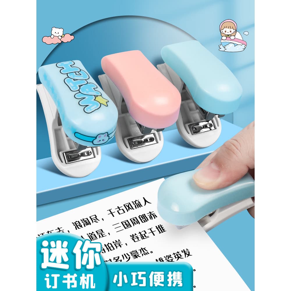 Mini grampeador de tamanho pequeno, grampeador dedicado para estudantes, grampeador portátil para meninos e meninas, gra