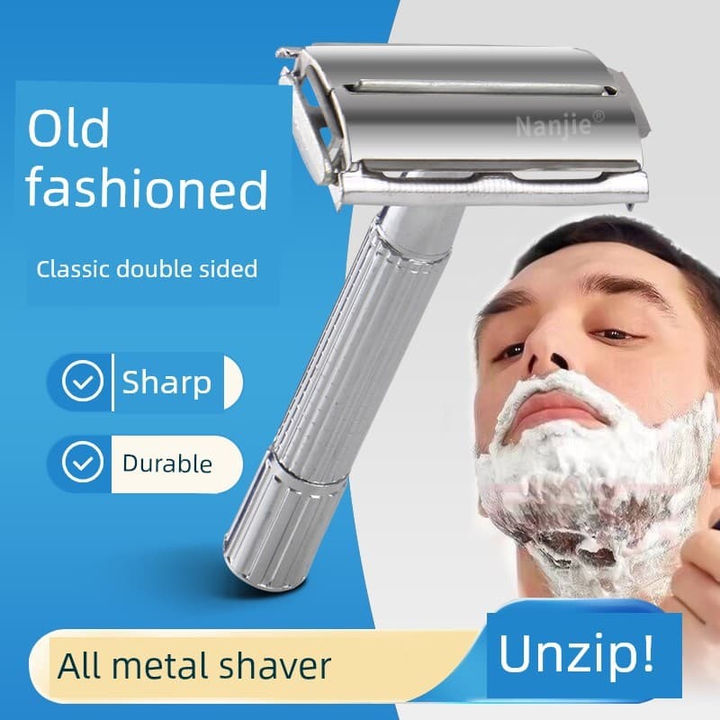 NanJie Navalha Manual Masculina Navalha Antiquada Tipo Lâmina de Barbear Barba Navalha