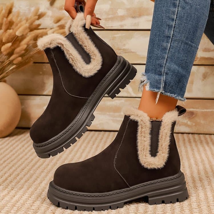 Botas curtas Chelsea quentes femininas