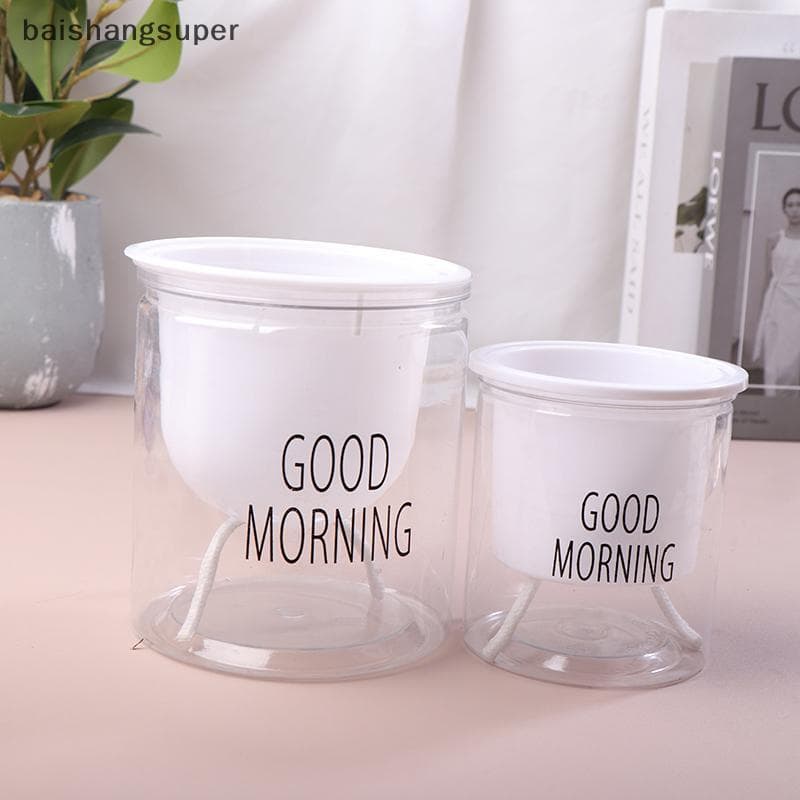Vaso De Flores Hidropônico Preguiçoso , Automático Com Absorção De Água , Transparente , Camada Dupla , Plástico , Rega