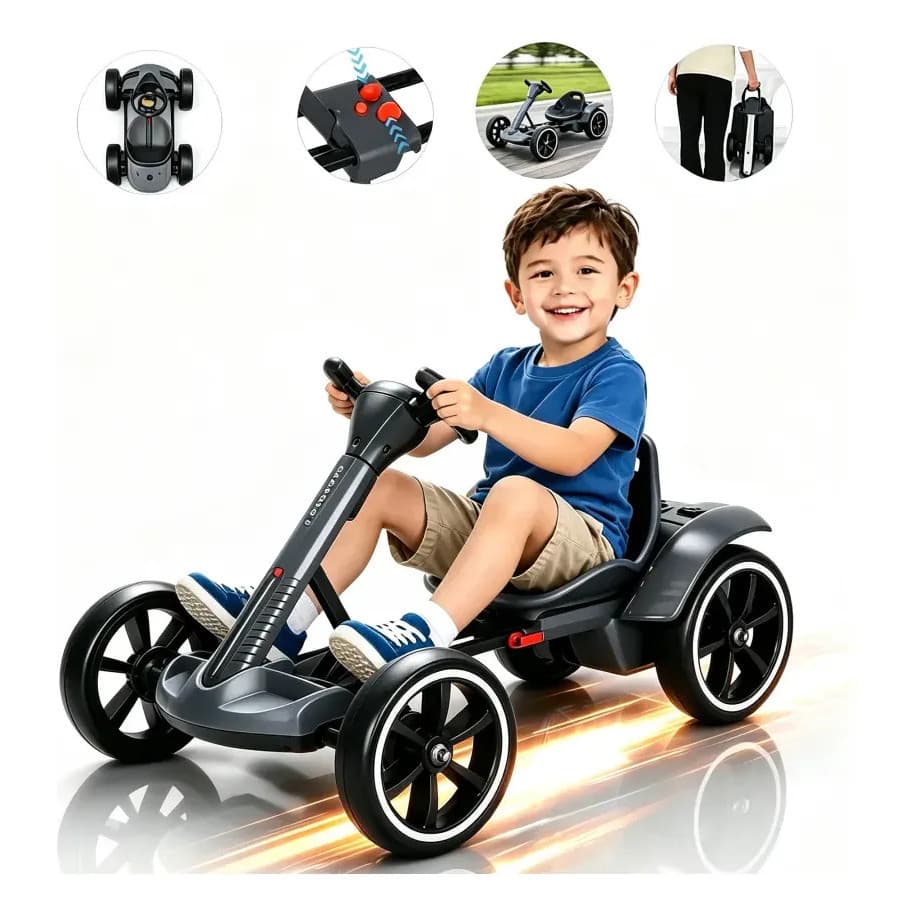 Kart Elétrico Para Crianças 8km/h Com Led E Controle Remoto
