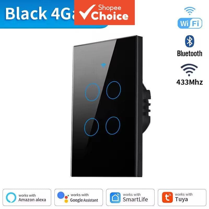【SAIMILI】 Interruptor Inteligente para Tuya Interruptor de Parede Inteligente 4 Gangues US WiFi Bluetooth Sensor de