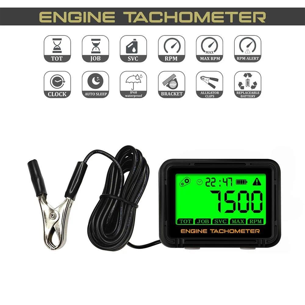 Tacômetro Digital Indutivo Para Motocicleta , SVC TOT JOB , Medidor De Hora Do Motor , Luz De Fundo , RPM Reajustável Co