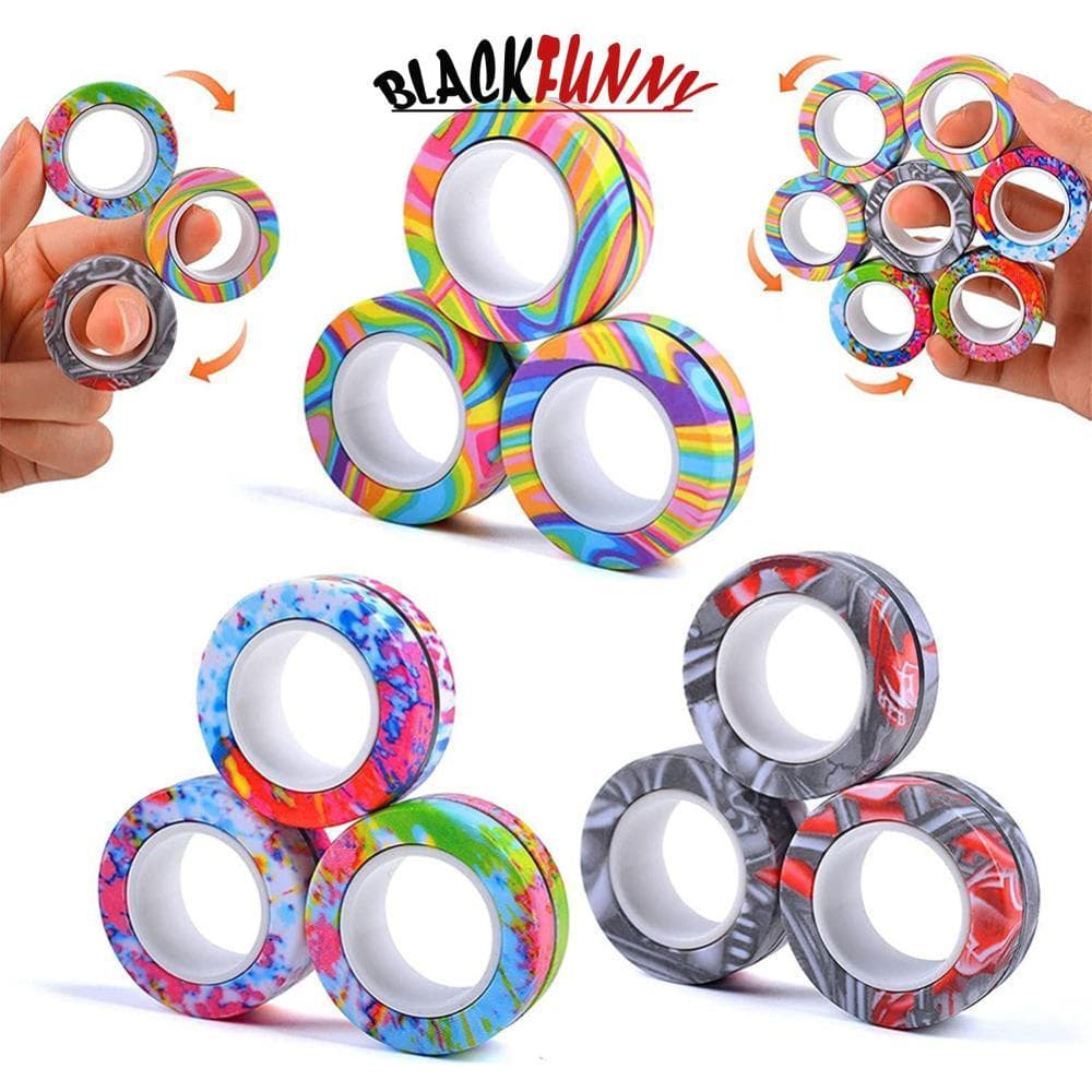 BLACKFUNNY Brinquedos Fidget Engraçado Dedo Pulseira Magnética Anel Spinner Adulto Ímãs Anéis Para Aliviar O Estresse B1
