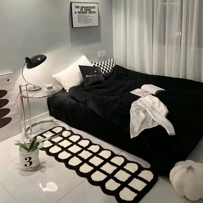 Ins estilo imitação de caxemira tapete menina quarto longo tapete de cabeceira resistente à sujeira tapete totalmente co