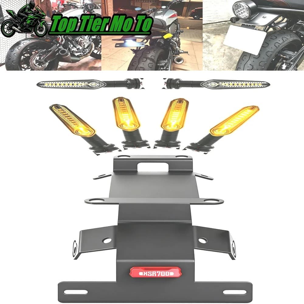 Novo Apto Para YAMAHA XSR700 2015-2025 Suporte Da Placa De Licença Motocicleta Traseiro LED Sinais Volta Luzes