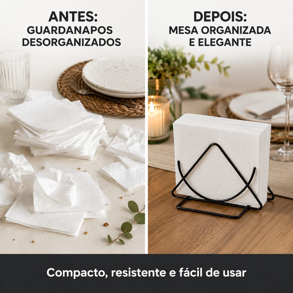 Porta Guardanapos Wave Aramado Preto de Mesa