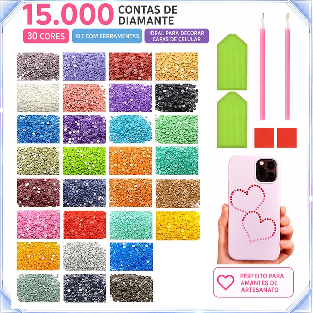 Conjunto completo de consumíveis para pintura diamante, 30 cores, redondo, ponto de diamante, bandeja de ferramentas par