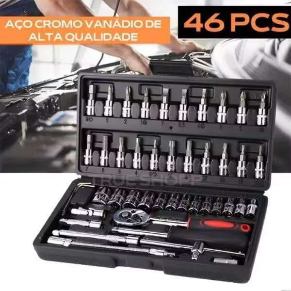 Conjunto de Ferramentas de Chave Catraca 46 Peças TOP1 PIMENTA
