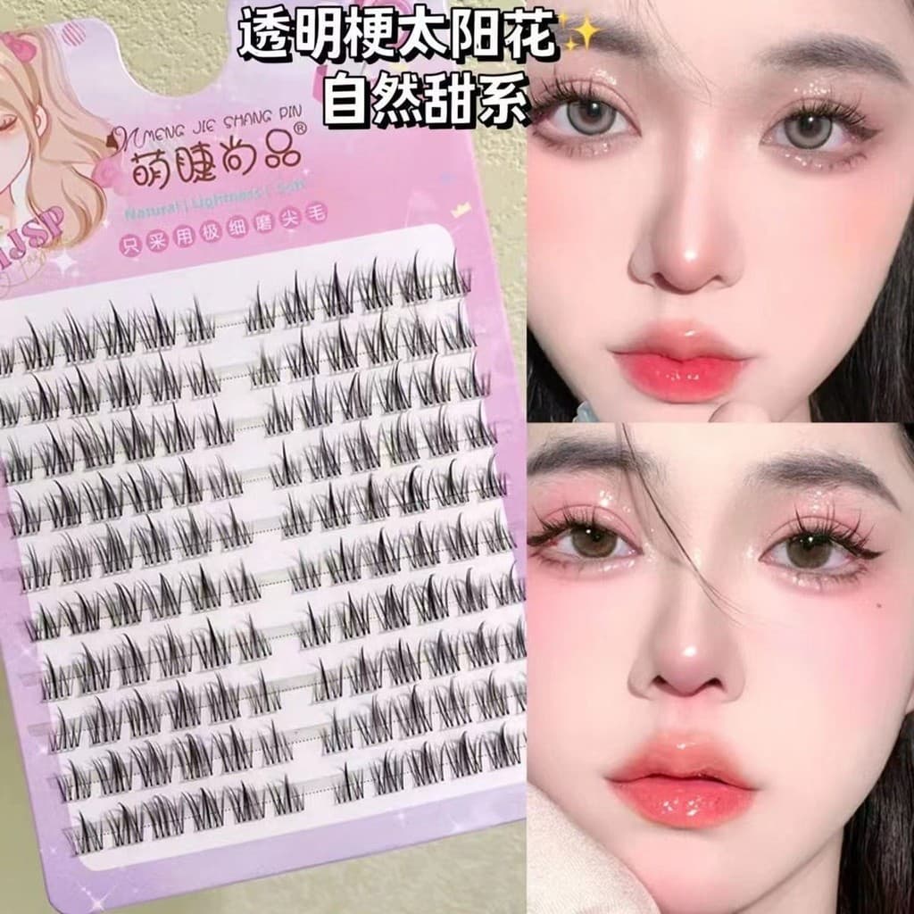 Cílios fofos Produtos de moda Girassol sem haste Haste transparente Cílios postiços sem costura Simulação diária Natural