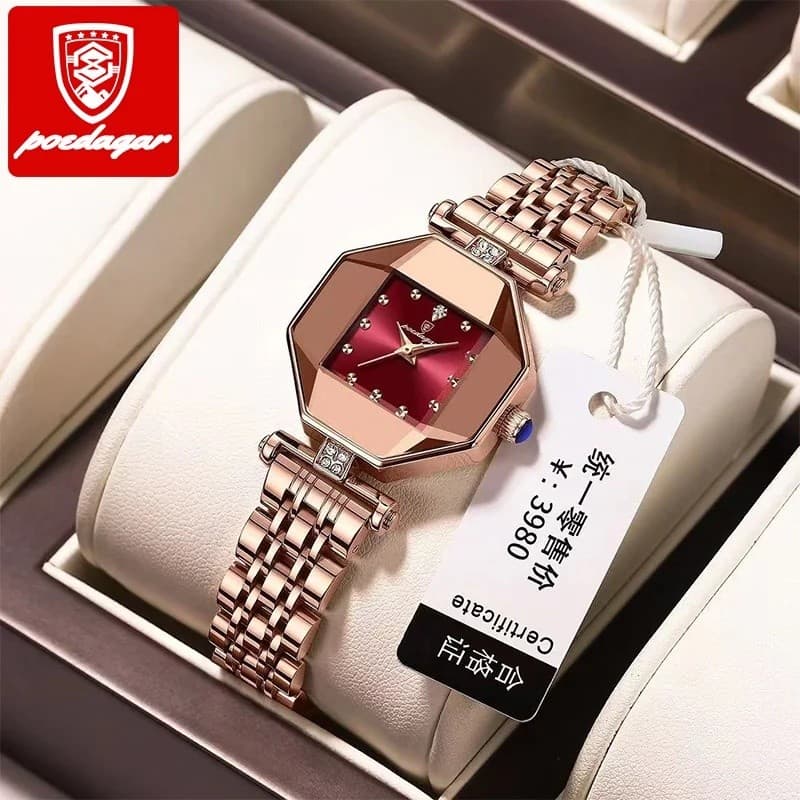 POEDAGAR 368 Relógios Femininos Moda Luxo Inoxidável Mancha À Prova Dwaterproof Água De Quartzo Marca Superior Rosa Ouro