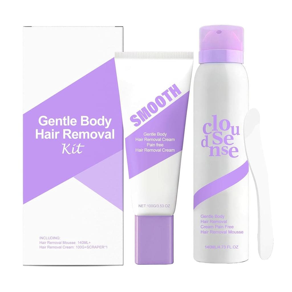Kit de Remoção de Pelos GentleBody - Mousse Depilatória (4.73 fl oz) e Cera Depilatória (3.53 oz) com Espátula - Removed