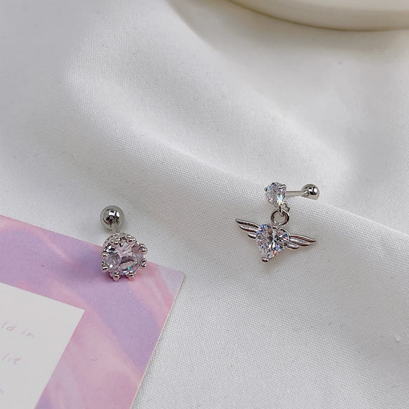 Coreano Retro Flash diamante coroa orelha soquete orelha studs pingente amor anjo parafuso orelha osso studs menina cora
