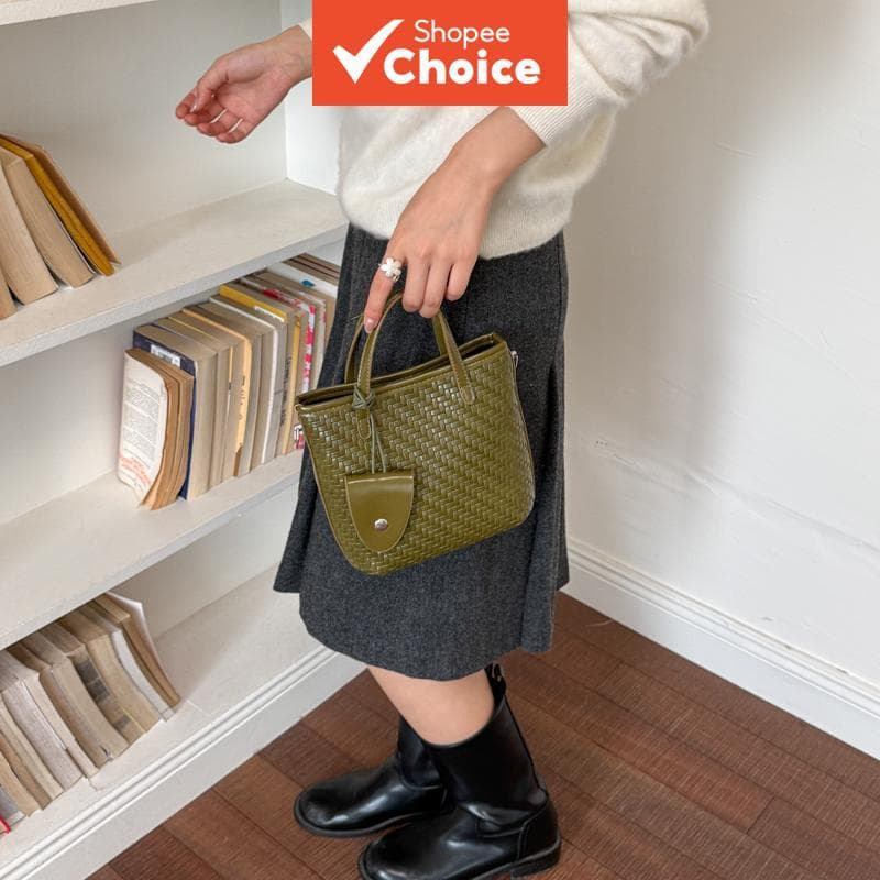 Bolsa de mão vintage de tecido para mulheres, bolsa tiracolo com alça removível, bolsa de ombro mini casual de couro PU