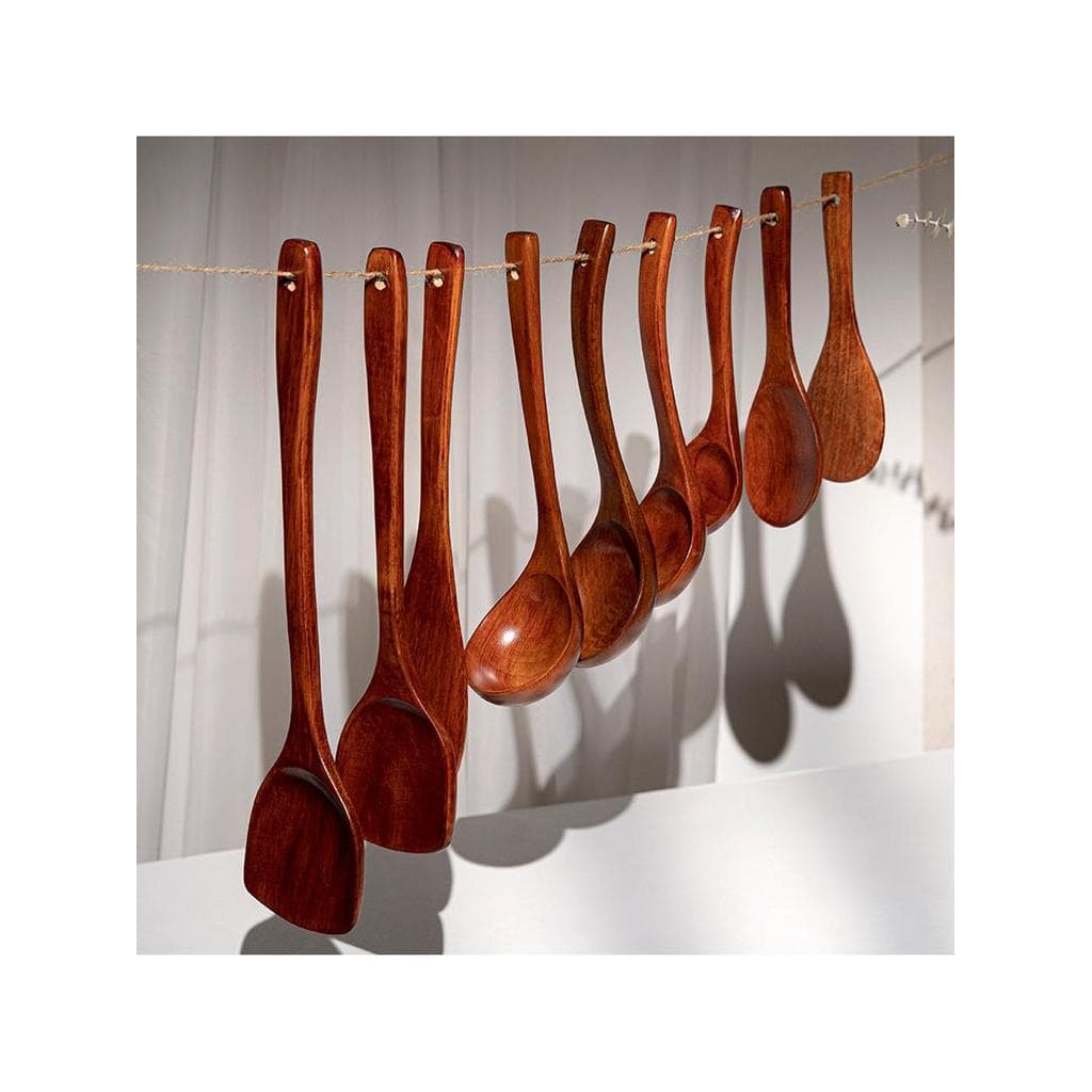 Espátula doméstica com cabo longo, espátula de cozinha antiaderente, espátula de madeira, colher de sopa, resistente a a