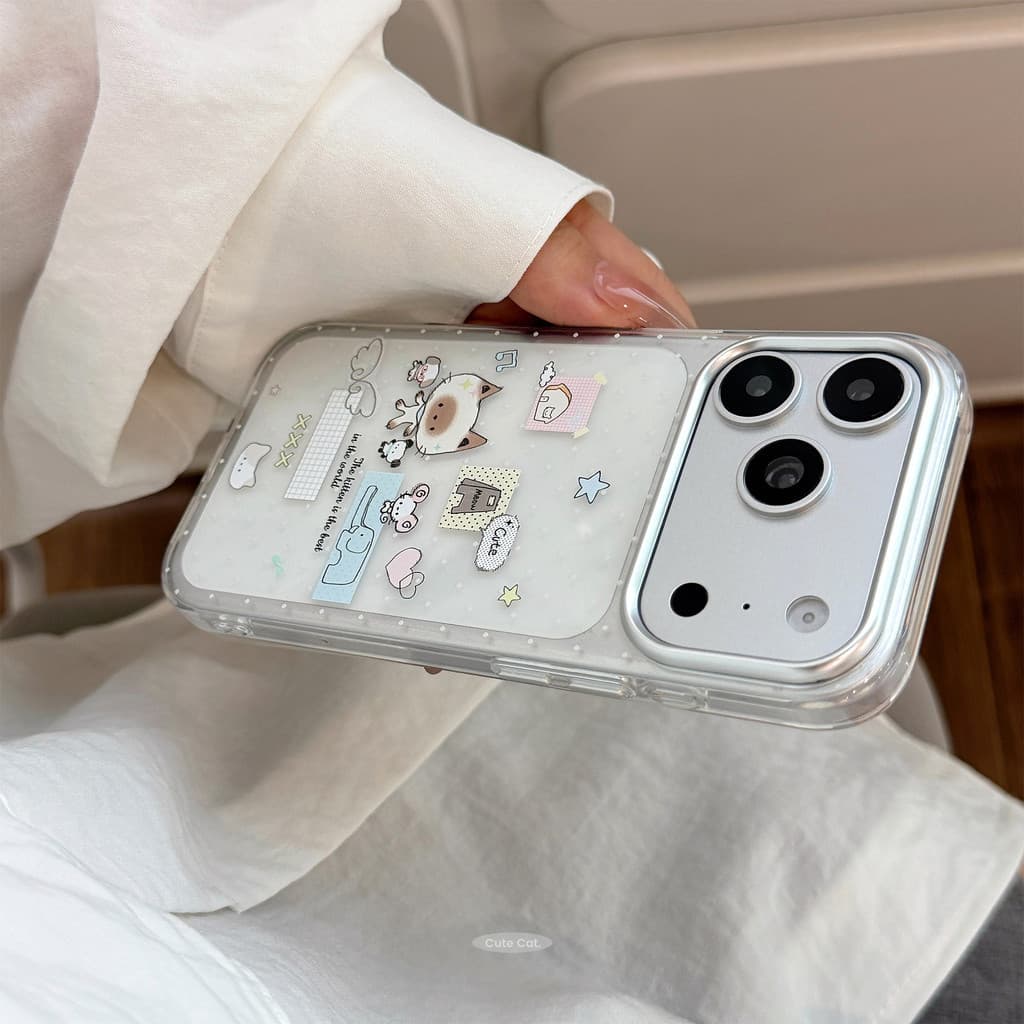 Manual infantil estilo Apple 18pro capa de telefone iPhone16 transparente estilo ins padrão Animal 17 resistente a choqu