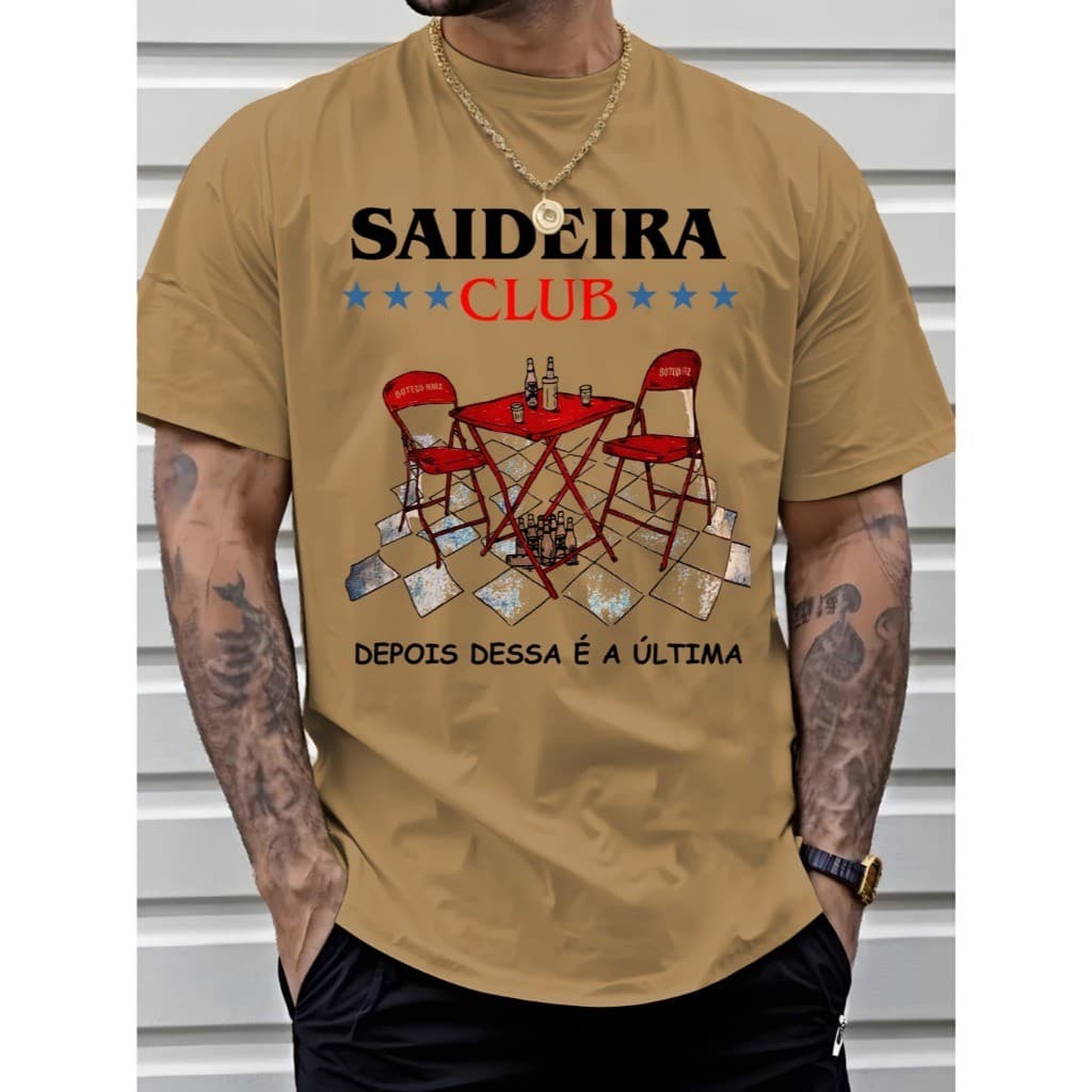 Camiseta Saideira Club - Estampada Humor Frase Divertida, Ideal para Churrasco e Momentos com Amigos