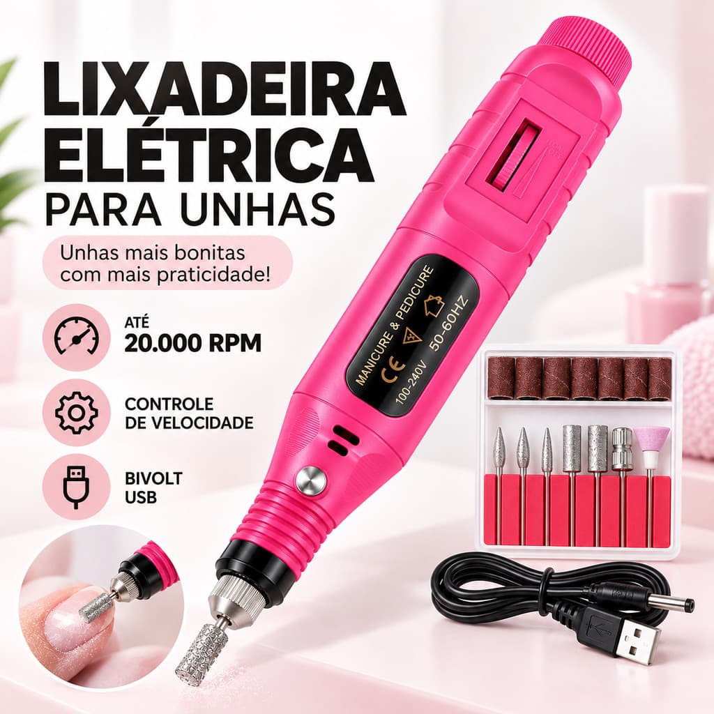 Lixadeira Caneta Motor Bivolts Profissional Bloco Motor Unha Lixa Elétrica