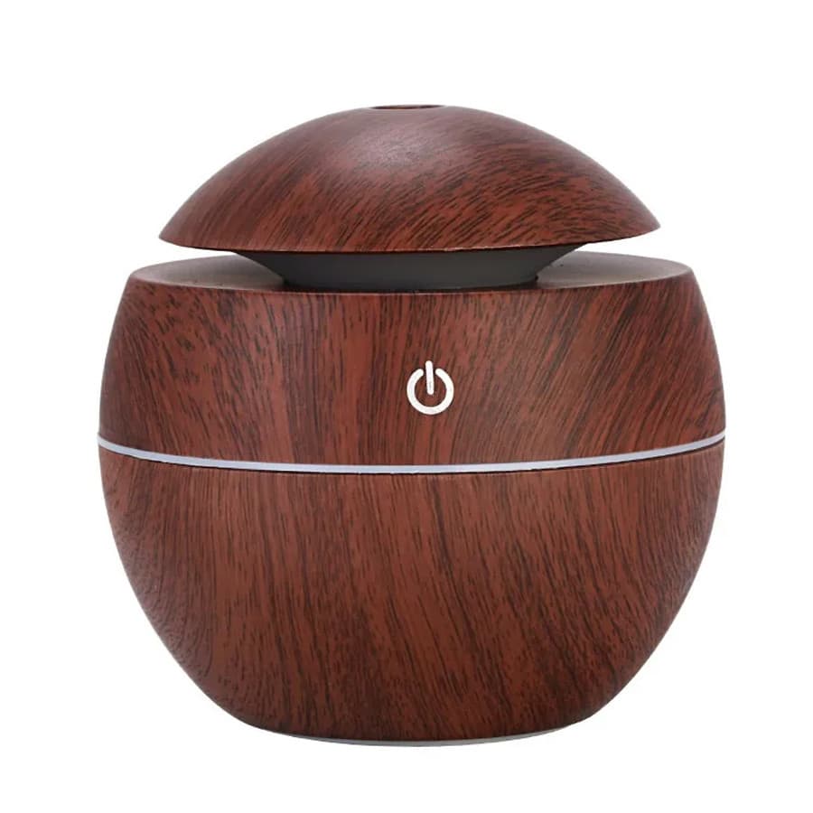 Umidificador Purificador Ultrassônico USB Mogno Óleos Essenciais Aromaterapia Ambiente Casa Escritório Premium