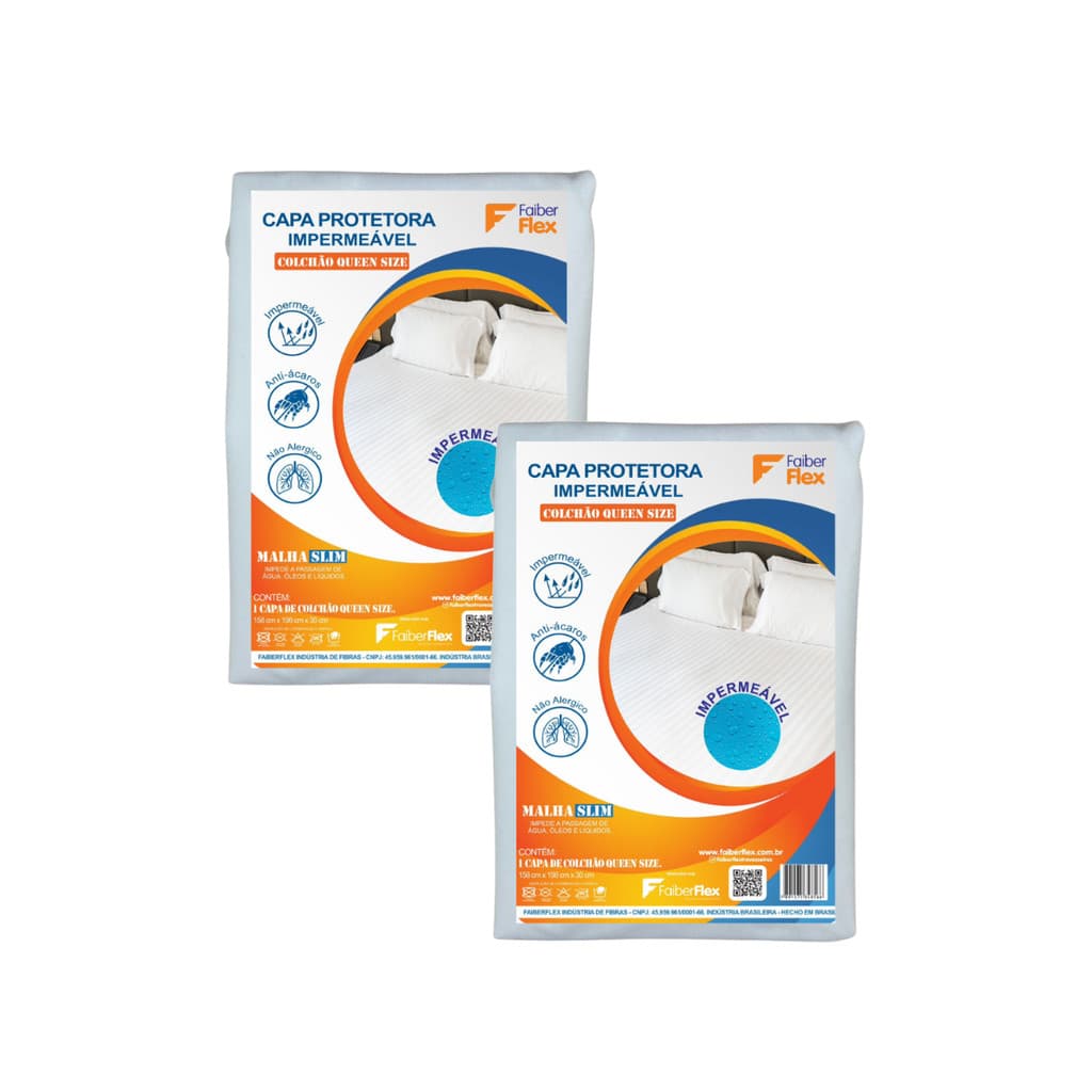 Kit 2 Capas Protetoras Queen Impermeável Antiácaro Malha