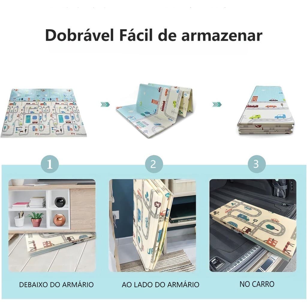 Tapete De Atividade Bebe Tatame Infantil 1800x1500x7mm Bebê Dupla Face Emborrachado