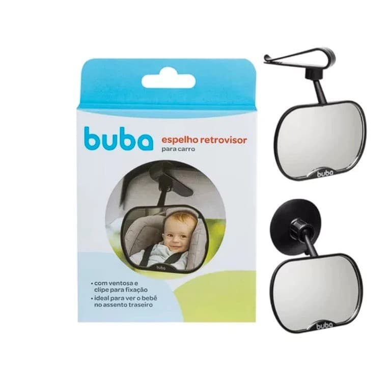Espelho Retrovisor Para Carro Buba Com Ventosa Ou Clipe