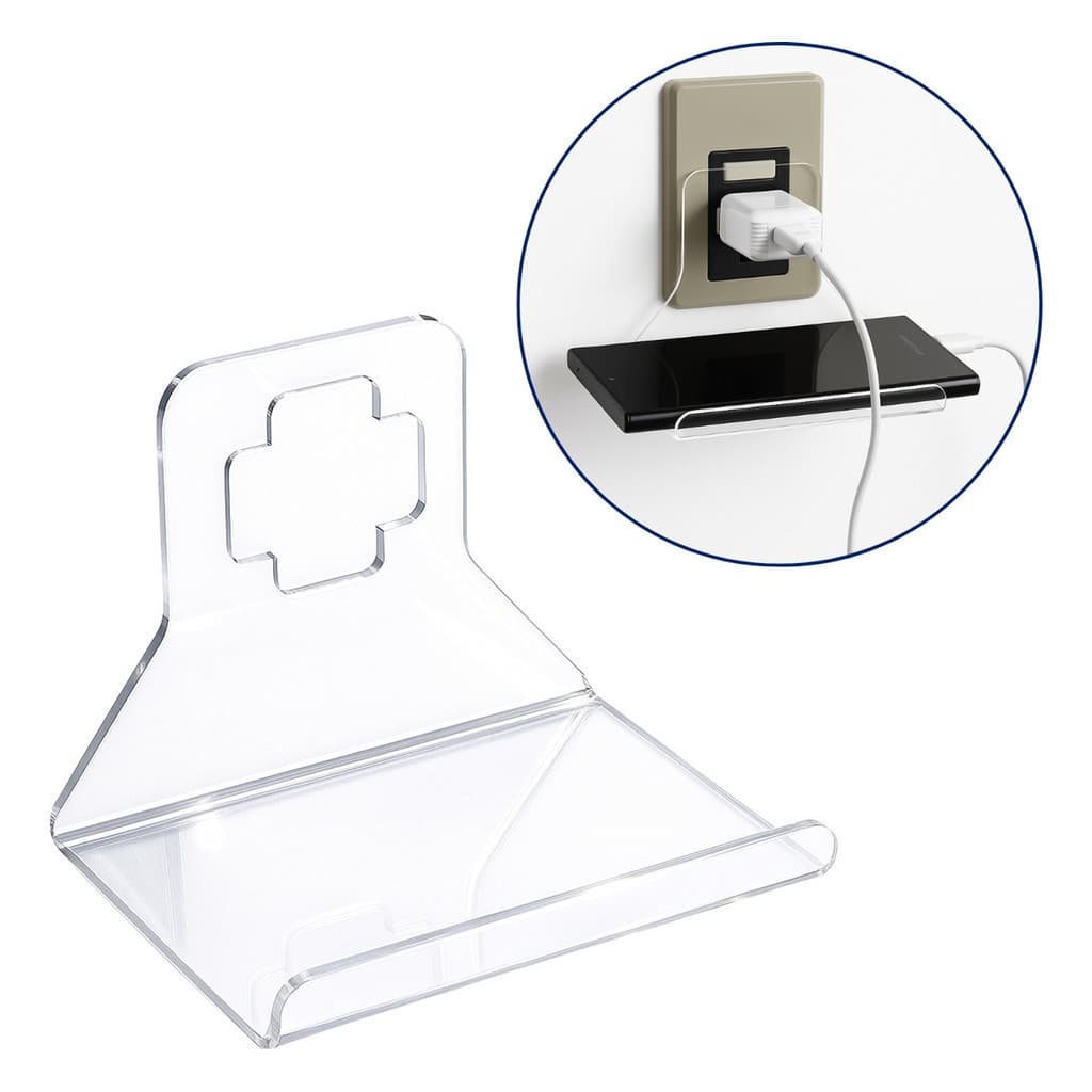 Base Celular Carregador Tomada Parede Dock Suporte Acrílico Universal Vertical Prático Leve