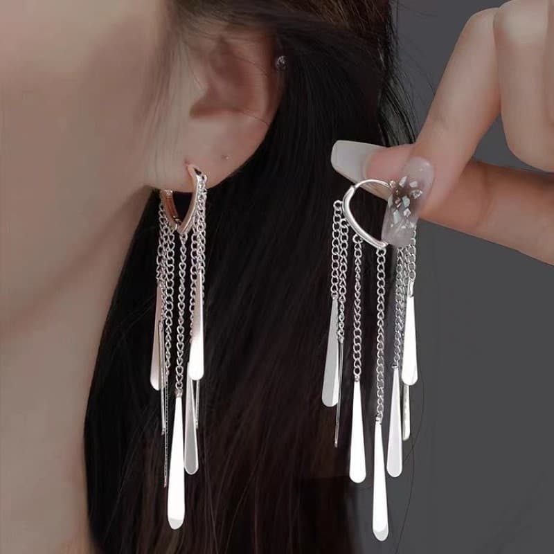 Brincos de cristal com borla longa em tons frios, brincos de alta qualidade, elegantes e luxuosos, para presentear