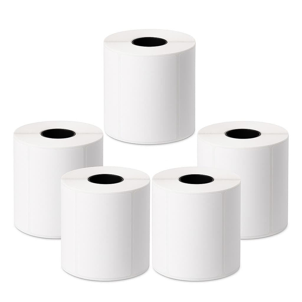 Kit 5 Rolo Adesivo Térmica 75x100mm 500Un Escritório Impressora Argox Zebra Dispensa Ribbon Etiqueta