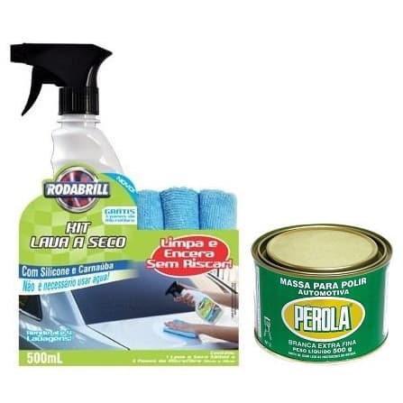 1 - Kit Lava Auto Seco Rodabrill + 1 - Massa De Polir Pérola