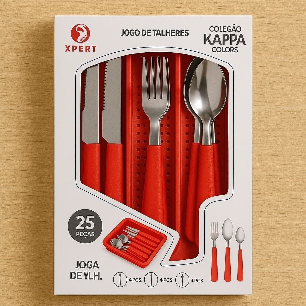 Jogo Talheres Jantar Colher Faca Garfo Comer Pegador Vermelho Cozinha Presente Casa Presente