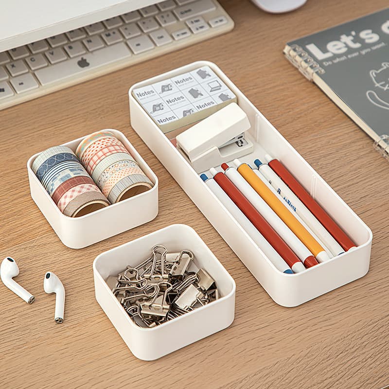 Caixa divisora de armazenamento de gaveta pequena de plástico estilo japonês cozinha Desktop cosméticos diversos caixa d