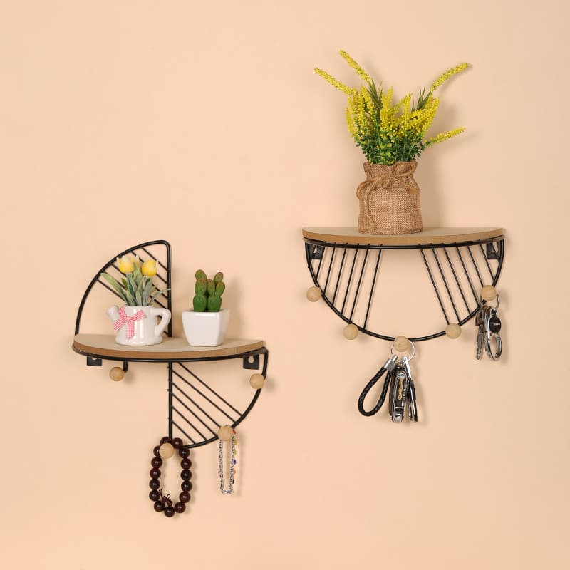 Prateleira de parede sem perfuração, cabeceira de quarto, parede de madeira, Rack de armazenamento, entrada, chave, ganc