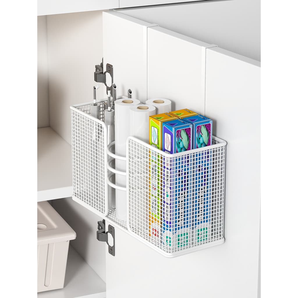 Caixa de armazenamento interna para porta de armário de cozinha, cabide de plástico para geladeira, cesta de suspensão,