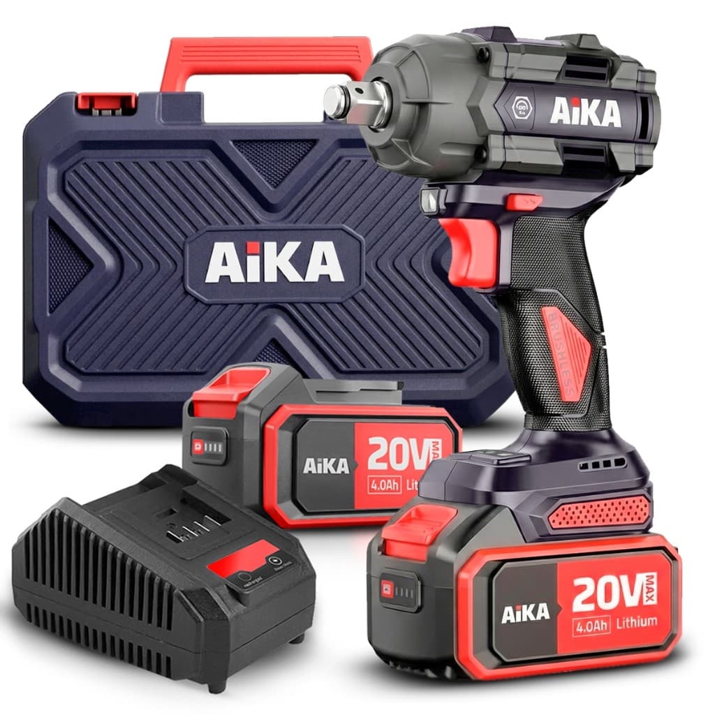 Chave de Impacto Profissional Sem Fio Aika Bateria 4.0Ah 20V 500Nm Led