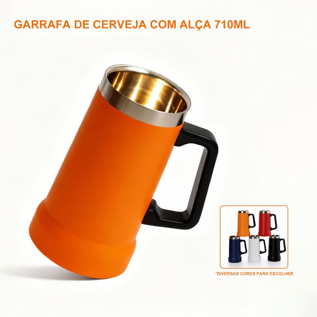 Copo 725ml Caneca Térmica Chopp Cerveja Camada Dupla Em Inox