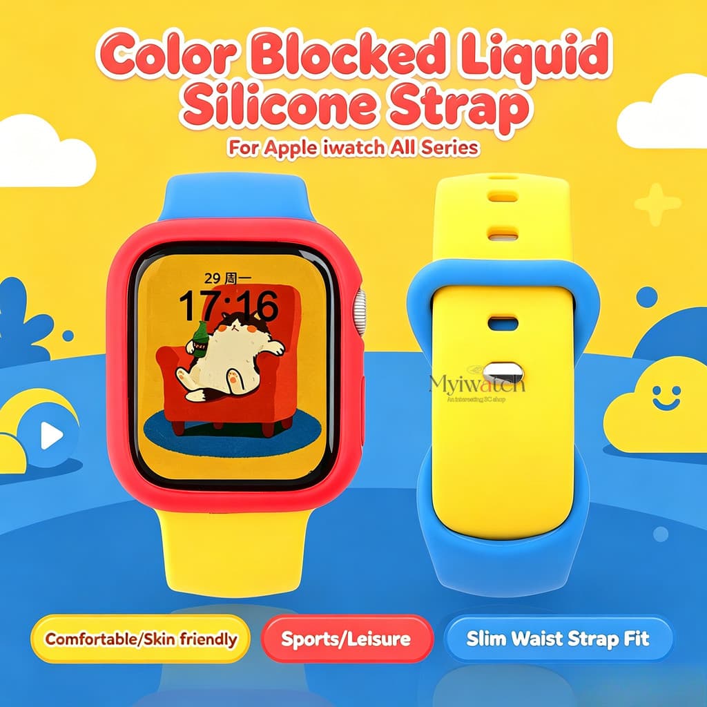 Pulseira + Capa À Prova De Suor Doce Cor Brilhante Contraste Combinando De Silicone Macio Fosco Para iwatch Série 11 10