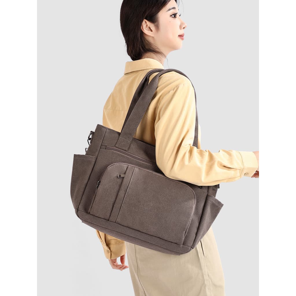 Estilo simples bolsa de lona de grande capacidade feminina portátil de um ombro mensageiro Commuter saco leve Multi-bols