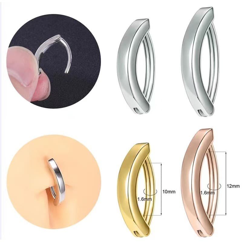 | 【piercing umbigo】 | bijuterias femininas ☛Gabi Europeu Americano Transfronteiriço Simples Aço Inoxidável Brilhante Umb