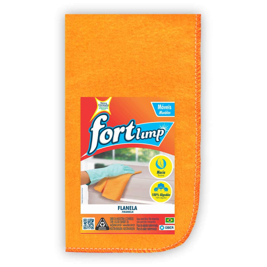 Flanela Fortlimp Limpeza De Móveis 26cm x 38cm