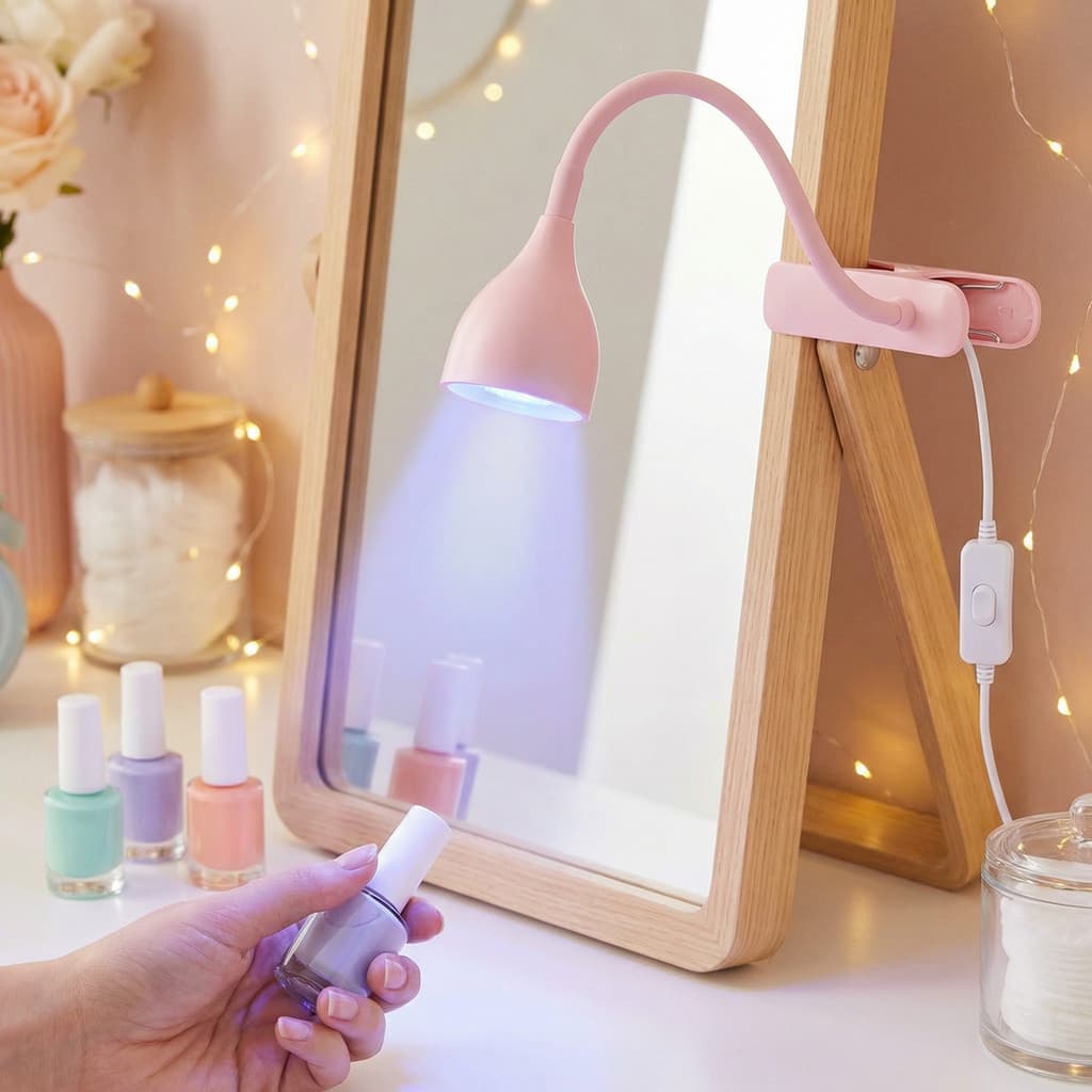 Luminária Led Uv Clip De Mesa Secar Unha Gel Preto ou Rosa