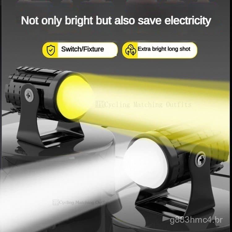 Farol LED Externo Super Brilhante para Motocicleta e Veículo Elétrico, Luz Forte para Triciclo a Bateria 12V, Farol de P